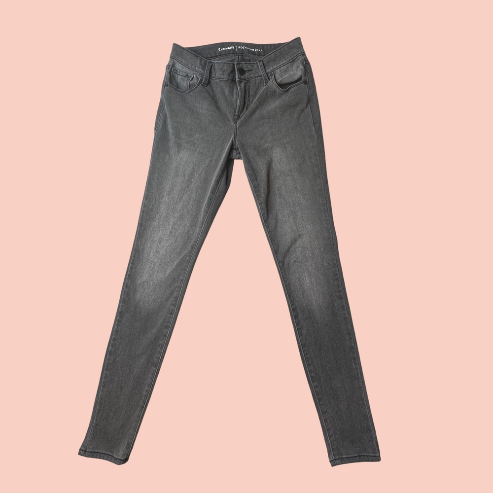 Old Navy Jeans Womens 2 Gray Rockstar Skinny Mid Rise Stretch Denim Casual